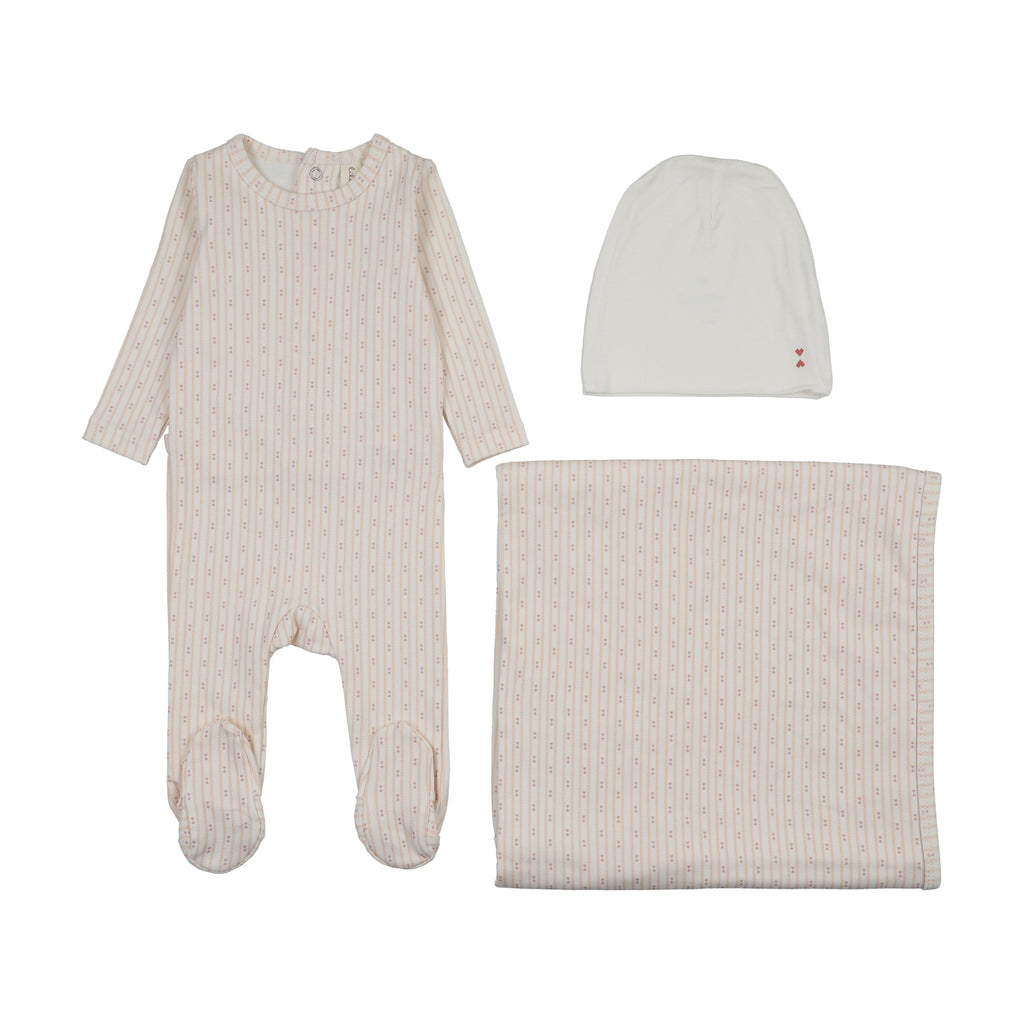 Lilette Gem Stripe Layette Set - Cream/Pink