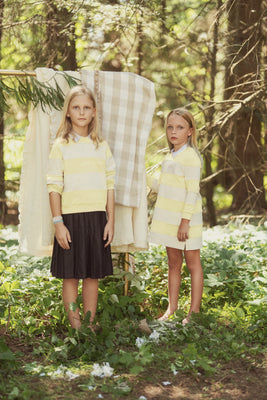 Numu Striped Cropped Collar Tee -  Yellow