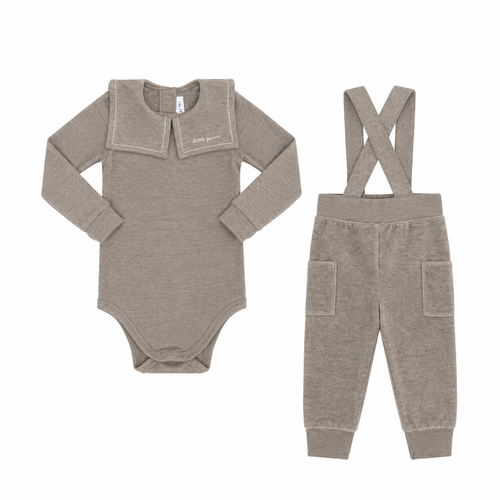 Little Parni Velour Overall Set (K726) - Grey