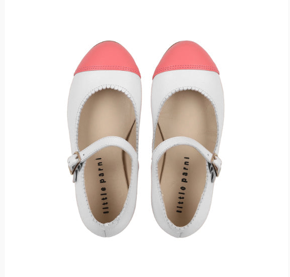 Little Parni Mary Jane Shoes (B-002) - White/Hot Pink