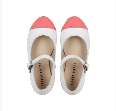 Little Parni Mary Jane Shoes (B-002) - White/Hot Pink