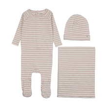 Load image into Gallery viewer, Mema Knits Rib Stripe Layette Set - Rose Pink Stripes