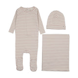 Mema Knits Rib Stripe Layette Set - Rose Pink Stripes