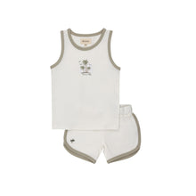 Load image into Gallery viewer, Ely's &amp; Co Ribbed Printed Palm Collection Terry Tank and Shorts - Ivory