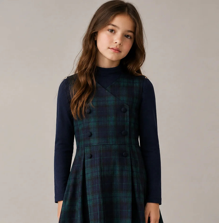 Christina Rhode Black And Green Plaid Dress (1154)