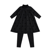 Little Label 2Pc All Over Bow Print Robe Set - Black
