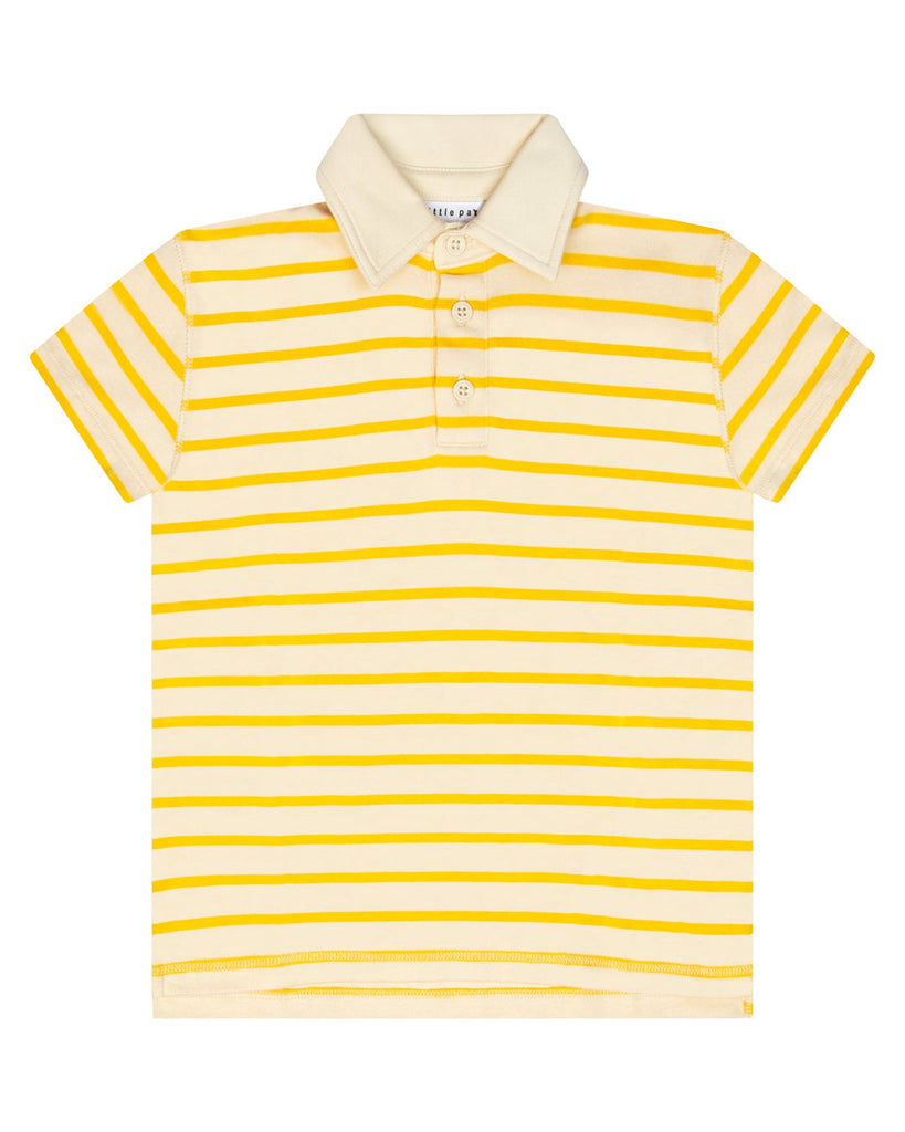 Little Parni Wide Striped Boys Polo (K615) - Yellow/Ivory