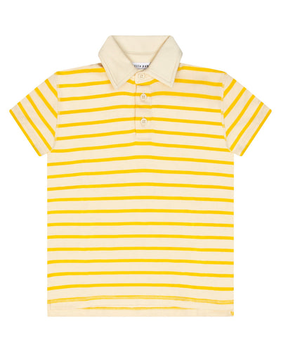 Little Parni Wide Striped Boys Polo (K615) - Yellow/Ivory