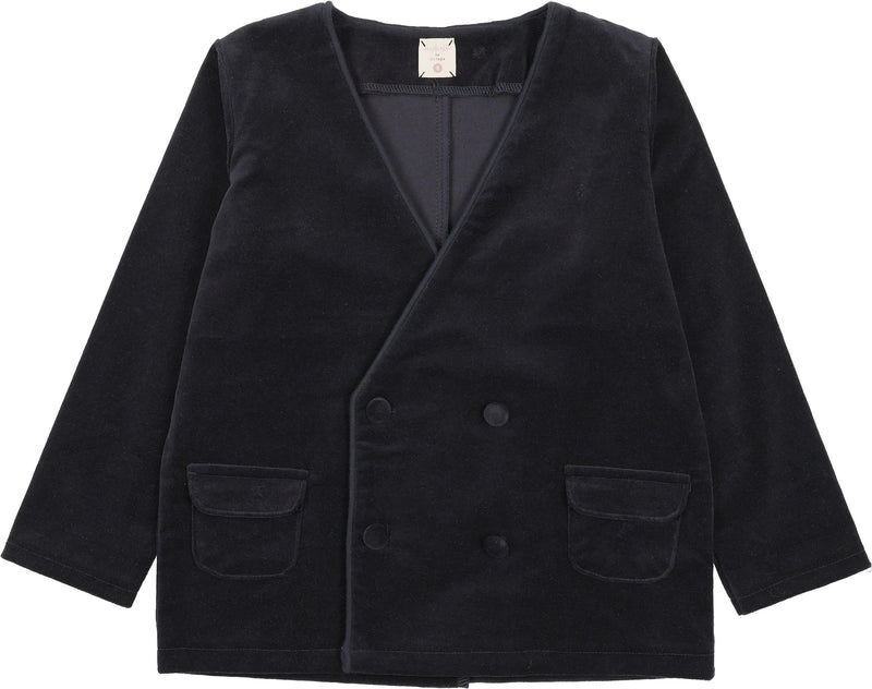 Lil Legs Trim Velvet Blazer - Black
