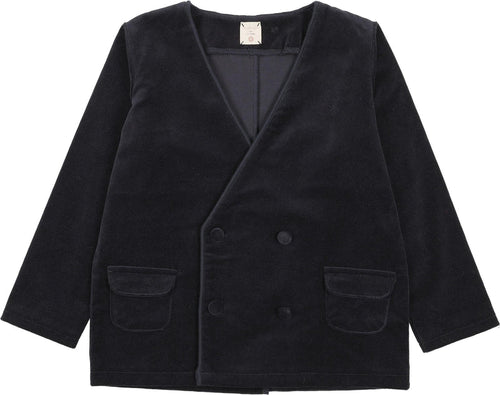 Lil Legs Trim Velvet Blazer - Black