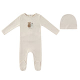 Mini Label Taupe Sherpa Bunny Footie And Hat