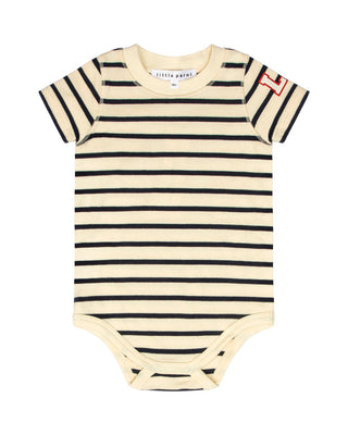 Little Parni Wide Striped Onesie (K617) - Navy/Ivory