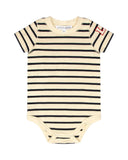 Little Parni Wide Striped Onesie (K617) - Navy/Ivory