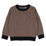 Sweet Threads Amber Crew Sweater - Brown/Navy Patterned