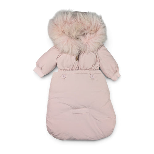 Mantel Gathered Baby Jacket And Matching Footmuff - Light Pink