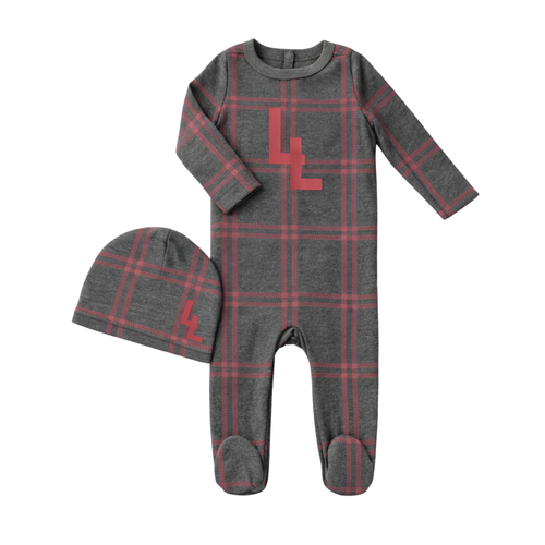 Little Label Red Plaid Logo Footie And Hat