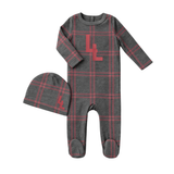 Little Label Red Plaid Logo Footie And Hat