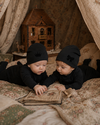 Little Label Black Velvet Bow Robe Footie and Hat