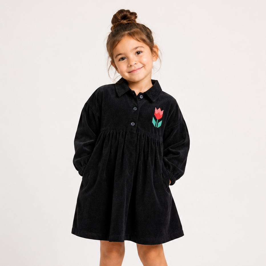 Wander & Wonder Lotte Dress - Black Corduroy