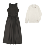 Urban Edge Bow Dress With White Diamond Shirt - Black/White
