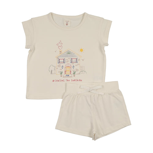 Lil Legs House Marled Set Girl - Cream