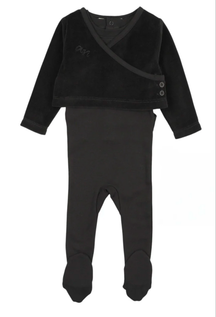 Ann Of Nan Black Footie With Velour Wrap