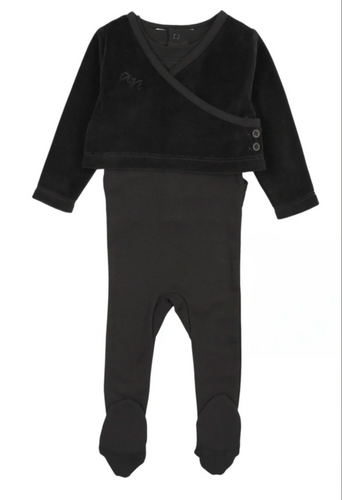 Ann Of Nan Black Footie With Velour Wrap