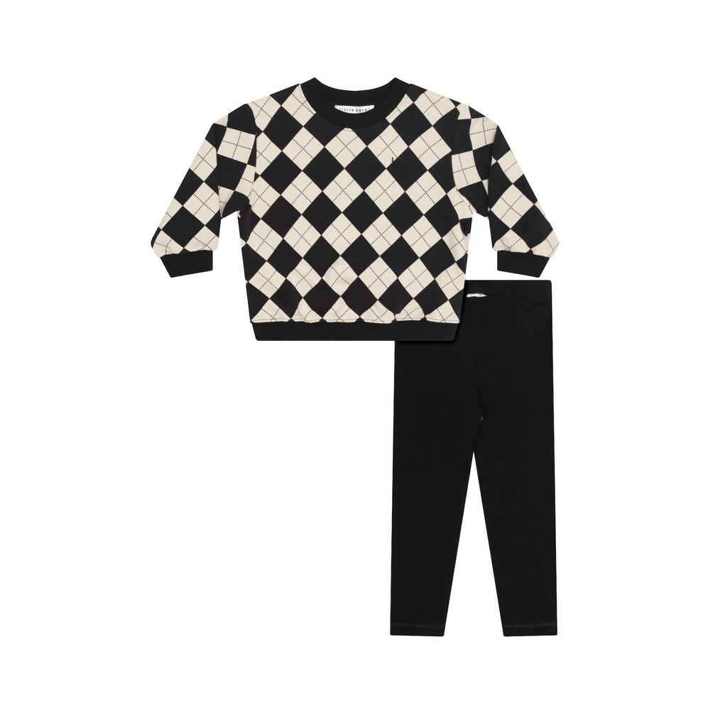 Little Parni Argyle Sweatshirt Set (K711) - Black