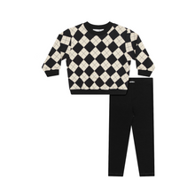 Load image into Gallery viewer, Little Parni Argyle Sweatshirt Set (K711) - Black