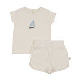 Lilette Nautical Short Sleeve Set - Cream