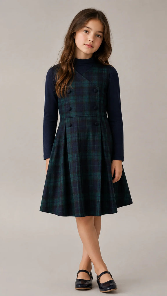 Christina Rhode Black And Green Plaid Dress (1154)