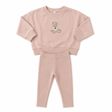 Load image into Gallery viewer, Lilette Sweet Bear Toddler Set - Dusty Pink