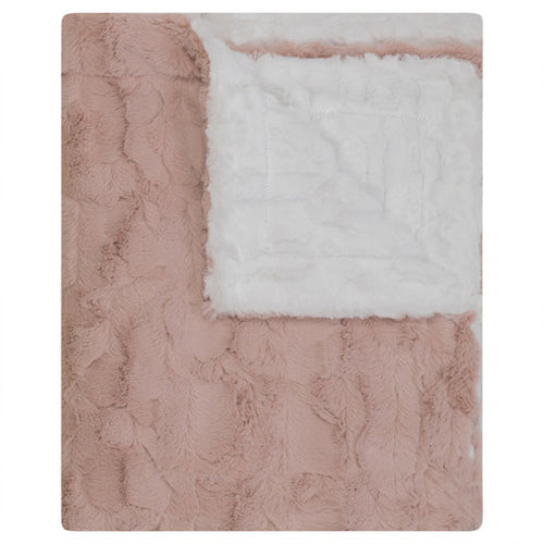 Bondoux Fuzzy Blanket - Mauve Pink/White