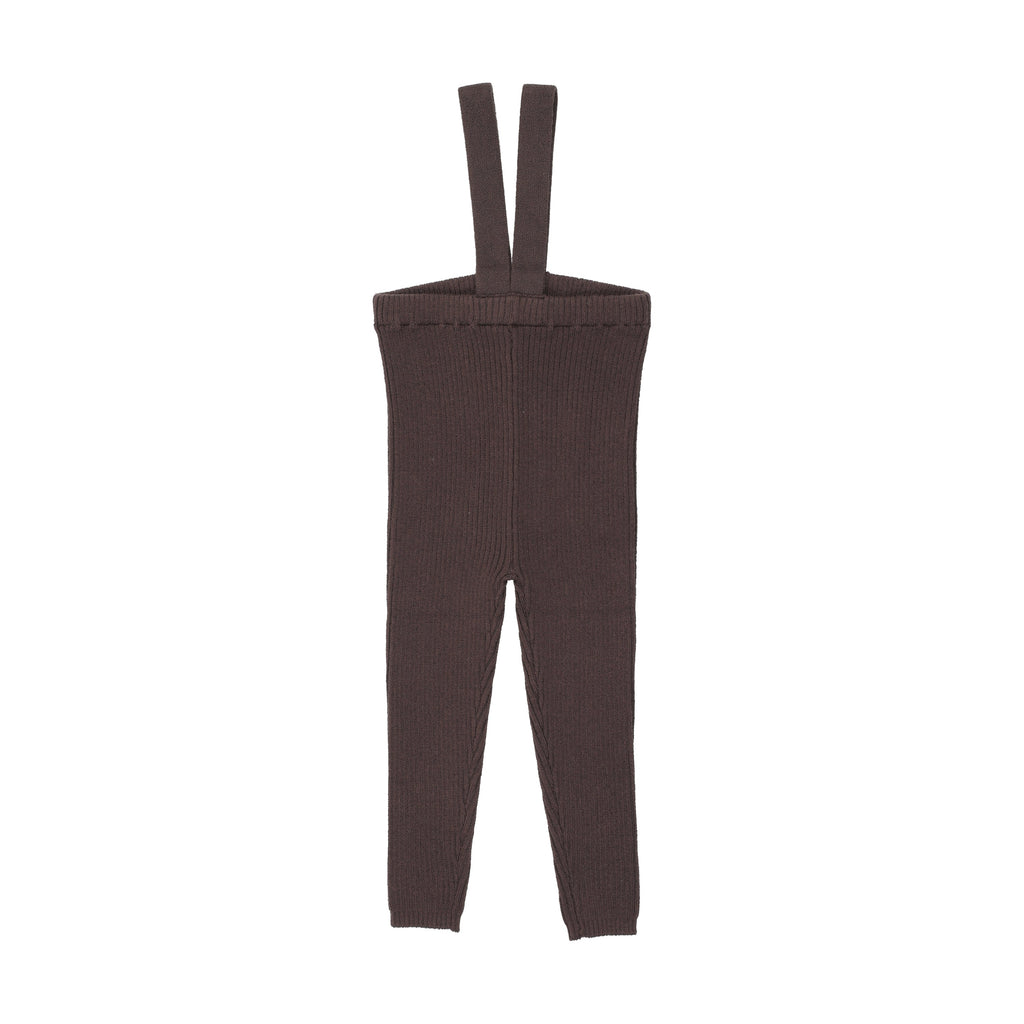 Lil Legs Knit Suspender Leggings - Chocolate Brown