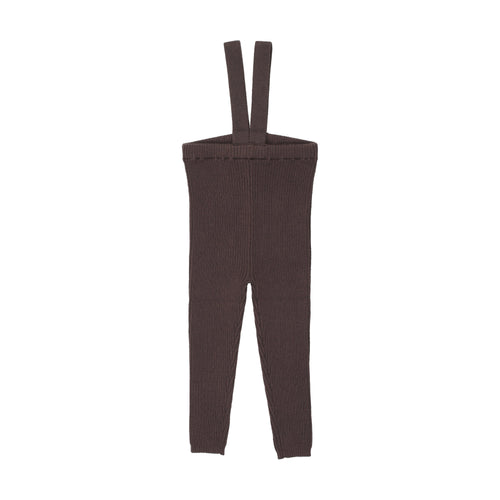 Lil Legs Knit Suspender Leggings - Chocolate Brown
