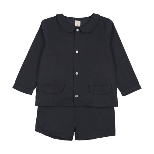 Lil Legs Linen Suit - Navy