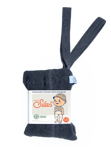 Silly Silas Roomy Footless Cotton Tights - Dark Grey Blend - Final Sale
