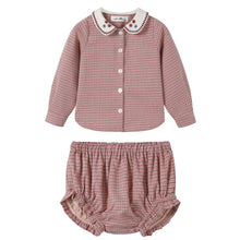 Load image into Gallery viewer, NouNelle Pink Houndstooth Baby Bloomer Set