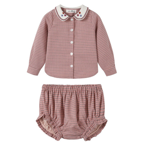 NouNelle Pink Houndstooth Baby Bloomer Set