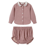 NouNelle Pink Houndstooth Baby Bloomer Set