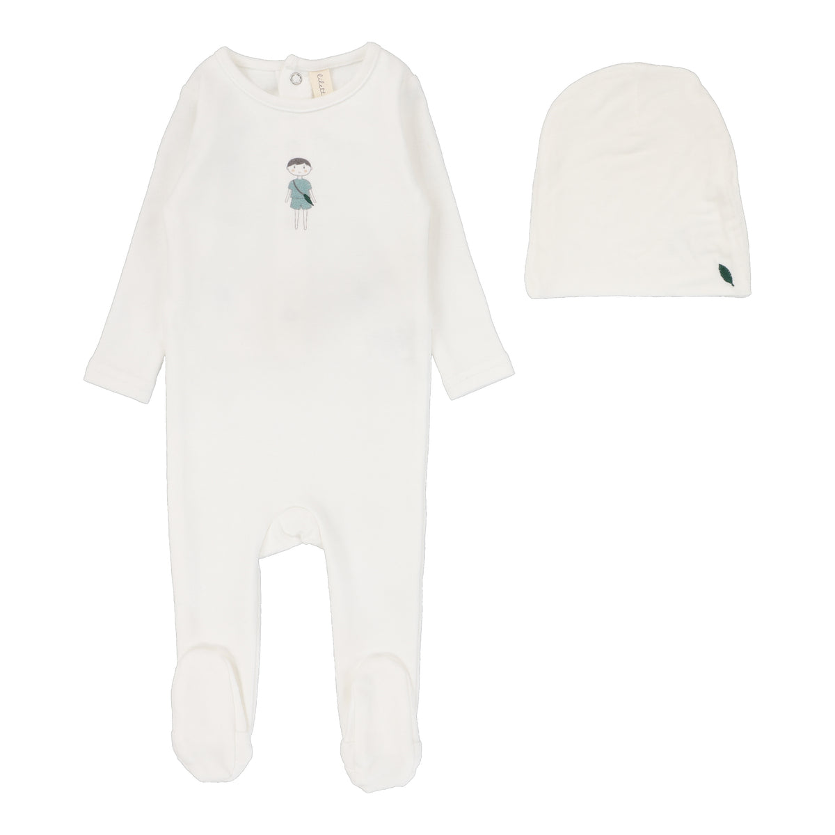 Lilette Gingham Print Footie Set - Oat main image 1