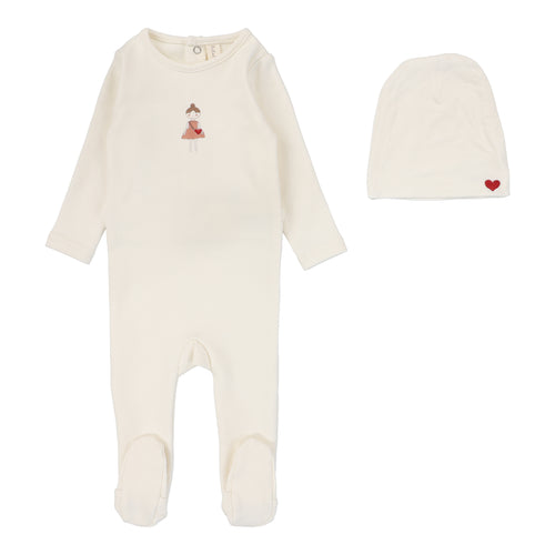 Lilette Doll Footie & Beanie - Cream
