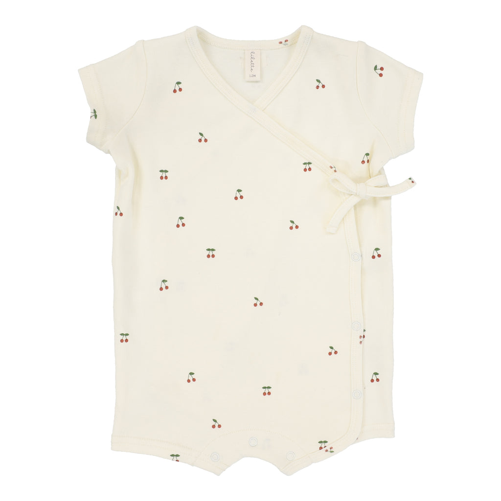 Lilette Scattered Cherry Romper - Ivory/Red