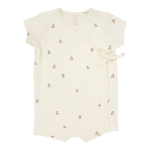Lilette Scattered Cherry Romper - Ivory/Red