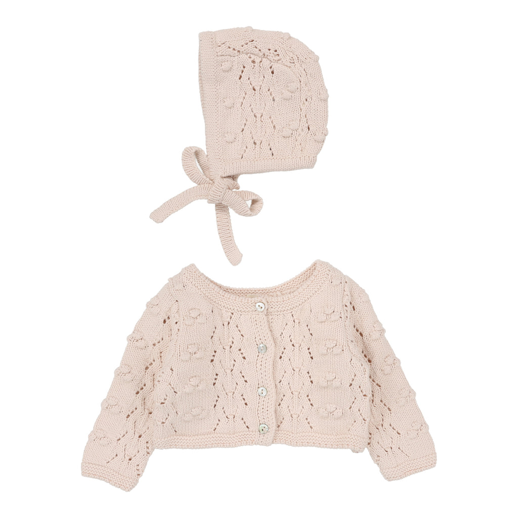 Lilette Popcorn Weave Cardigan Set - Petal