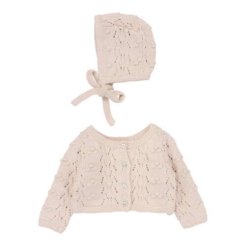 Lilette Popcorn Weave Cardigan Set - Petal
