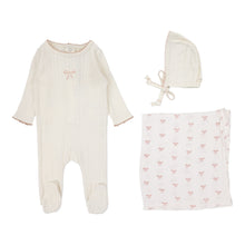 Load image into Gallery viewer, Lilette Pointelle Graphic Layette Set - Cream/Pink Bow