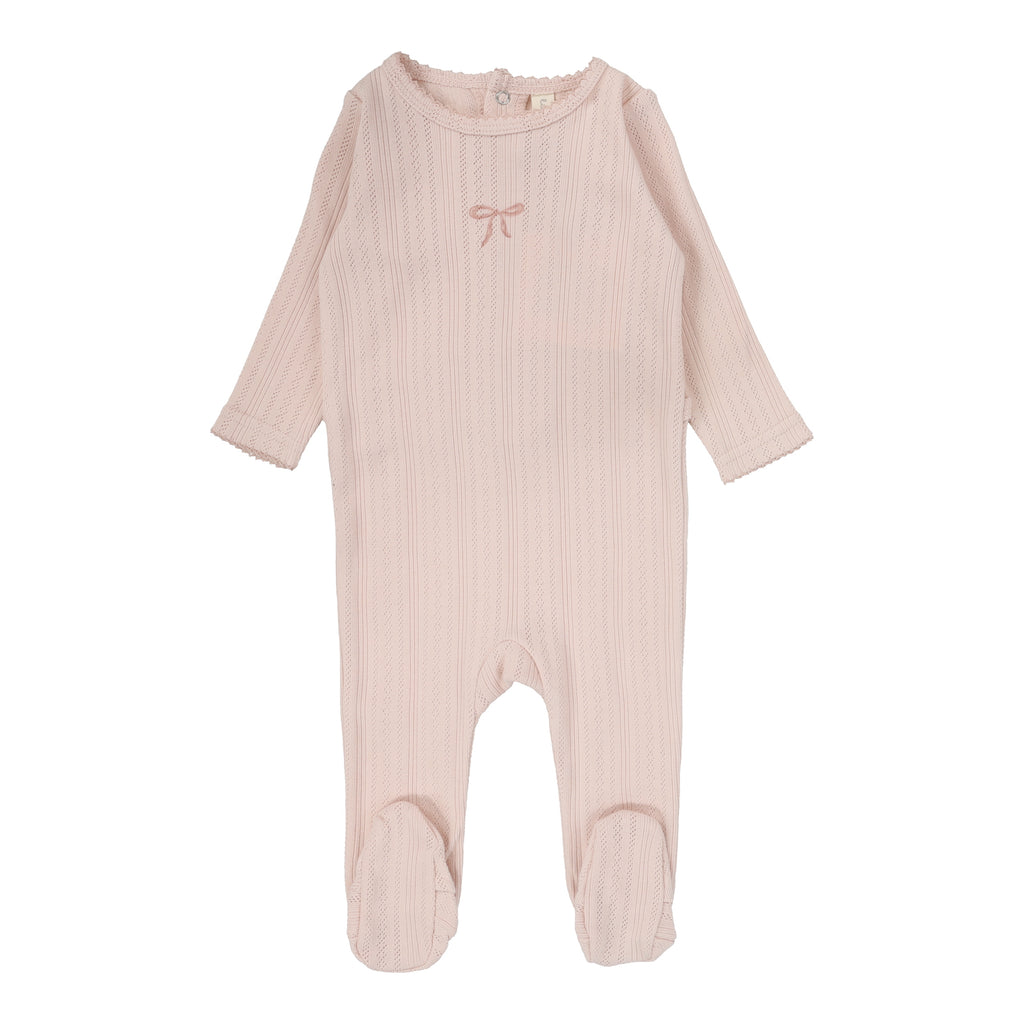 Lilette Pointelle Graphic Footie - Soft Pink Bow