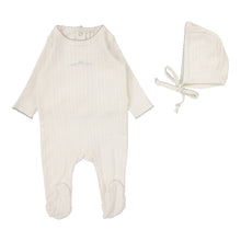 Load image into Gallery viewer, Lilette Pointelle Graphic Footie And Hat - Cream/Blue Crown