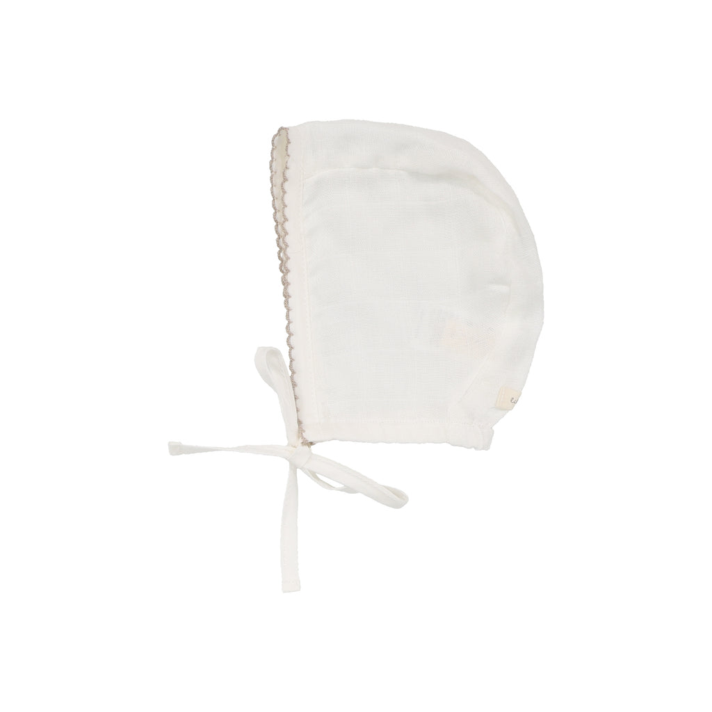 Lilette Edged Collar Bonnet - Winter White/Oat